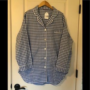 NWOT WOMENS P. JAMAS GINGHAM NIGHT SHIRT, LARGE